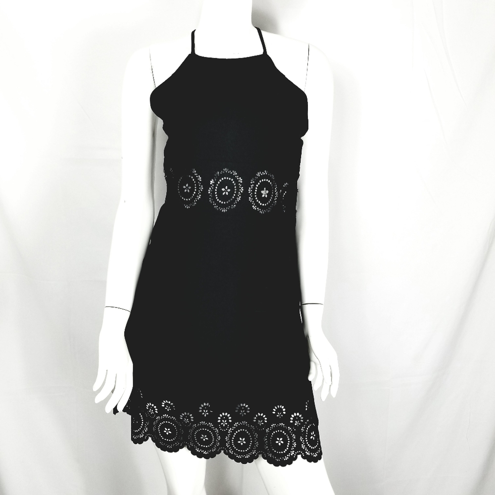 Lovers + Friends Laser Cut Mini Dress Black Sz M